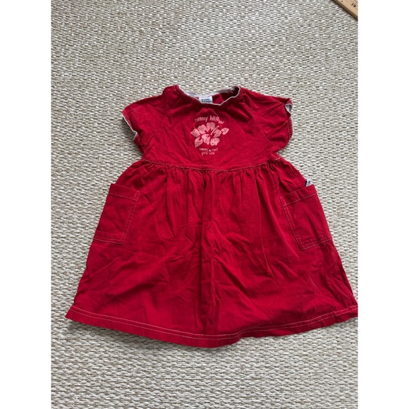 Tommy Hilfiger Other - Tommy Hilfiger Girls Red Hibiscus Surf Graphic Cotton Dress 18-24 Y2K‎ vintage